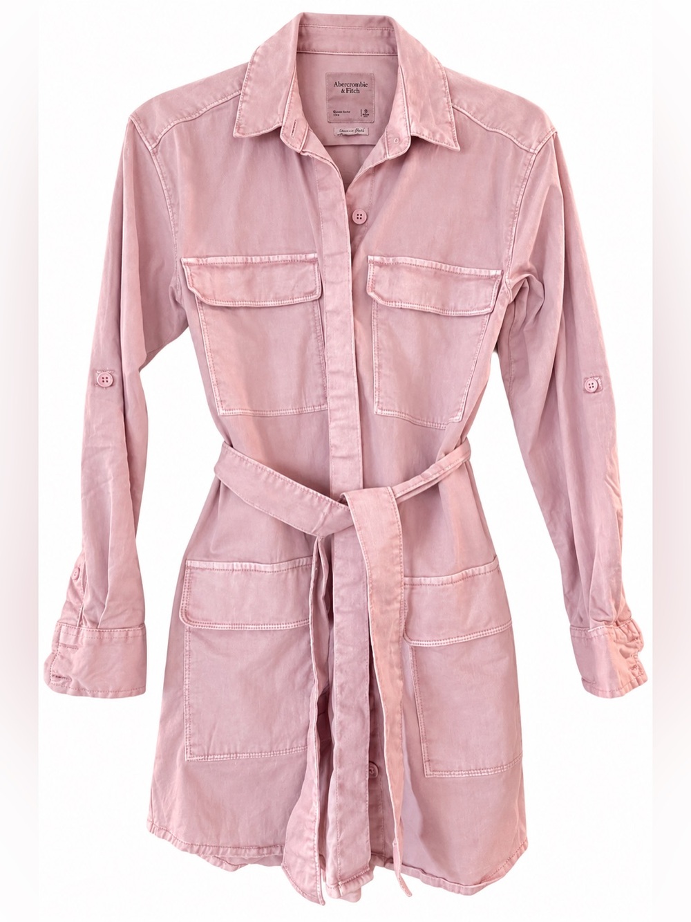 Abercrombie & Fitch Light Pink Utility Jacket with Belt